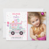 アイスクリーム2つ甘い2歳の誕生日アイスクリームトラックI 招待状 (正面)