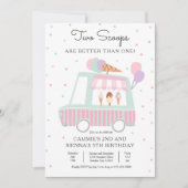 アイスクリーム2スクープは1つの誕生日よりも良い 招待状 (正面)