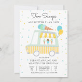 アイスクリーム2スクープは1つの誕生日よりも良い 招待状 (正面)