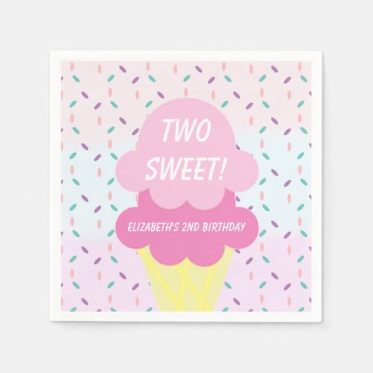 アイスクリーム2回目の誕生日 スタンダードカクテルナプキン (正面)
