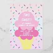 アイスクリーム2回目の誕生日 箔招待状 (正面)