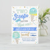 アイスクリーム2杯の誕生日招待状 男の子 招待状 (スタンド正面)