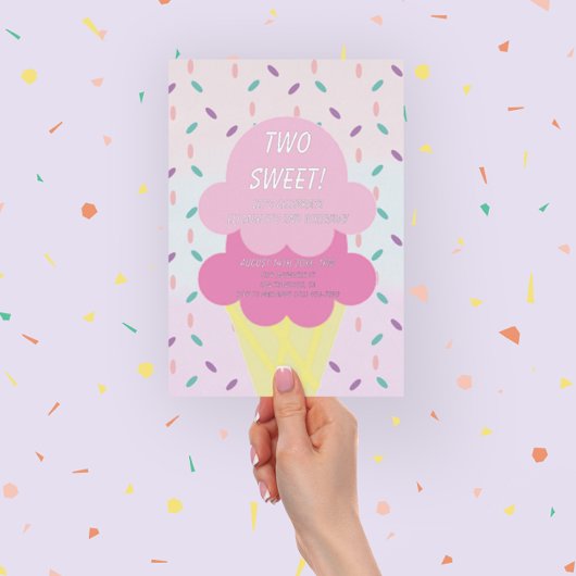 アイスクリーム2歳の誕生日 箔招待状