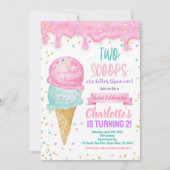 アイスクリーム2nd誕生日パーティー2スクープ良い 招待状 (正面)