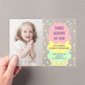 アイスクリーム3回目の誕生日 アクリル招待状 (インサイチュ (ポータブル))