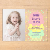 アイスクリーム3回目の誕生日 アクリル招待状 (正面)