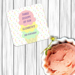 アイスクリーム3回目の誕生日 スクエアペーパーコースター