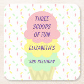 アイスクリーム3回目の誕生日 スクエアペーパーコースター (正面)