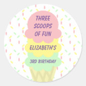 アイスクリーム3回目の誕生日 ラウンドシール (正面)