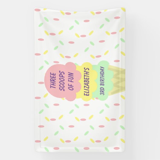 アイスクリーム3回目の誕生日 横断幕 (縦)