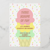 アイスクリーム3回目の誕生日 箔招待状 (正面)