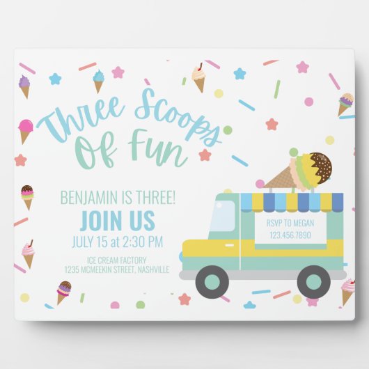 アイスクリーム3rd第三誕生日兄弟姉妹三つ連符 フォトプラーク (正面)