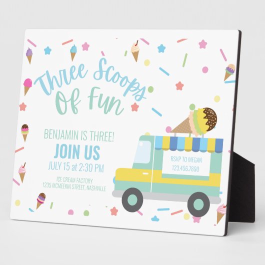 アイスクリーム3rd第三誕生日兄弟姉妹三つ連符 フォトプラーク (側面)