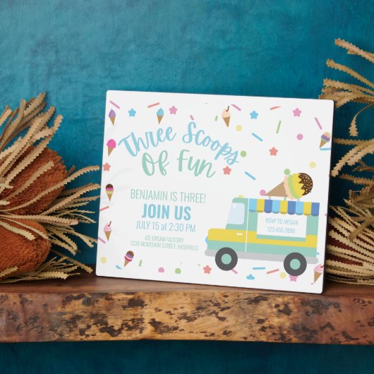 アイスクリーム3rd第三誕生日兄弟姉妹三つ連符 フォトプラーク (側面)