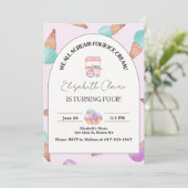 アイスクリーム4歳の誕生日招待状 招待状 (スタンド正面)