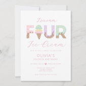 アイスクリーム4歳誕生日パーティー招待状 招待状 (正面)