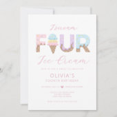 アイスクリーム4歳誕生日パーティー招待状 招待状 (正面)