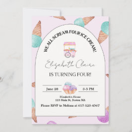 アイスクリーム4th誕生日招待状 招待状