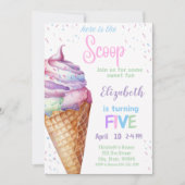 アイスクリーム5thバースデーパーティーへの招待 招待状 (正面)