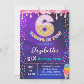 アイスクリーム6thバースデーパーティーへの招待 招待状 (正面)