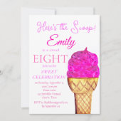 アイスクリーム8誕生日ガールピンク水色 招待状 (正面)