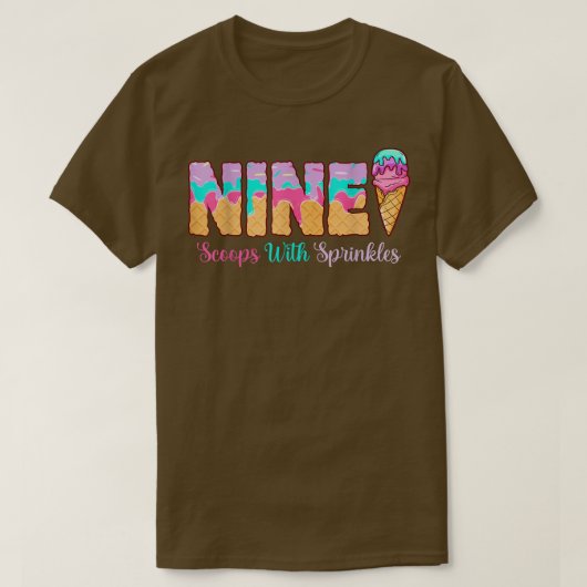 アイスクリーム9誕生日ガール9歳かわいいマッチ Tシャツ (デザイン正面)