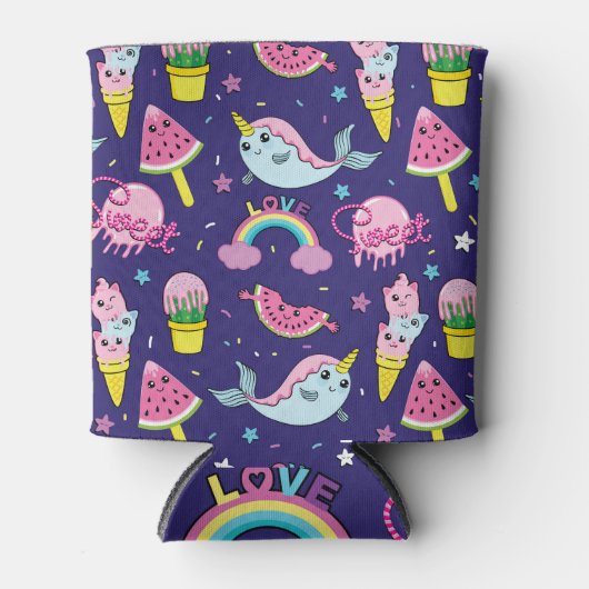 アイスクリーム:かわいいシームレス 缶クーラー (正面)