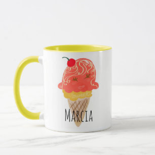 アイスクリーム カーリーヘア かわいい オリジナル 名前入り マグカップ