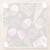 アイスクリーム、ケーキ、カップケーキ、チーズケーキの喜び ガラスコースター (裏面)