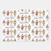 アイスクリーム、ケーキ、キャンディ誕生日 ラッピングペーパーシート (正面3)