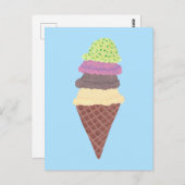 アイスクリーム コーン 4つの味 オーダーメイド ポストカード (正面/裏面)