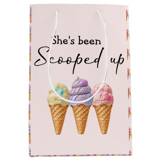 アイスクリーム サマー スクープアップ ブライダルシャワーのお土産 ミディアムペーパーバッグ (正面)