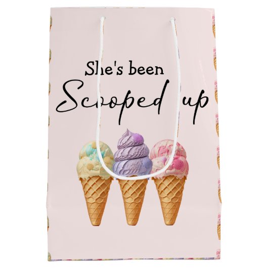アイスクリーム サマー スクープアップ ブライダルシャワーのお土産 ミディアムペーパーバッグ (裏面)