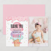 アイスクリーム サンキュー ポップなピンクのコンフェッティ 招待状 (正面/裏面)