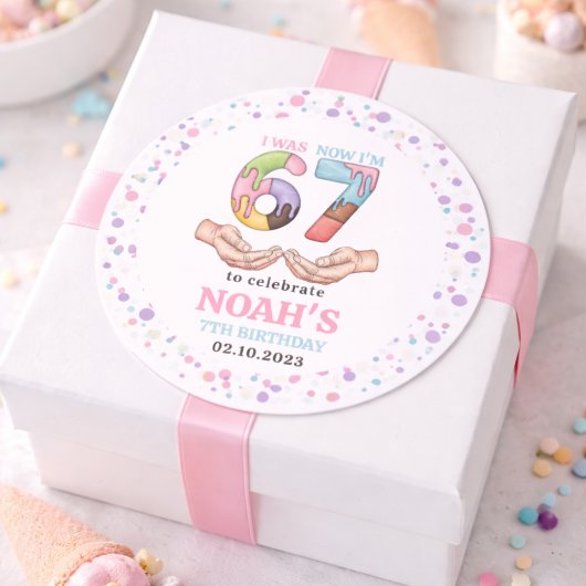 アイスクリーム「シックスセブン」子供の7歳の誕生日パーティー ラウンドシール