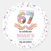 アイスクリーム「シックスセブン」子供の7歳の誕生日パーティー ラウンドシール (正面)