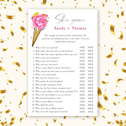 アイスクリーム – シューゲームブライダルシャワーゲーム