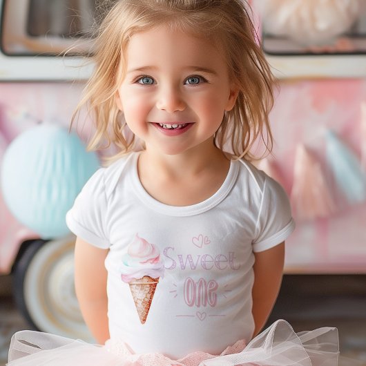 アイスクリーム スウィートワン 1歳の誕生日パーティー ベビーTシャツ