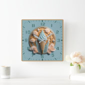 アイスクリーム スクエア壁時計 (ホーム)