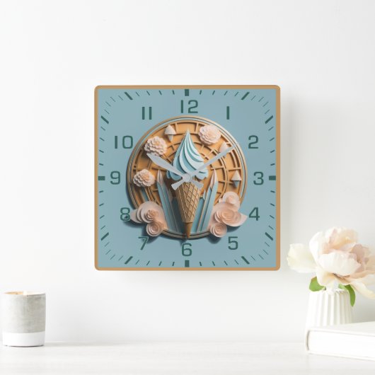 アイスクリーム スクエア壁時計 (ホーム)