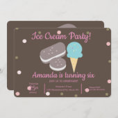 アイスクリーム スクープとアイス クリームサンドイッチのコンフェッティ 招待状 (正面/裏面)