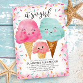 アイスクリーム スクープ スプリンクル ガール サマー ベイビー シャワー 招待状