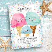 アイスクリーム スクープ スプリンクル サマー ボーイ ベイビー シャワー 招待状