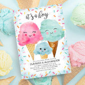 アイスクリーム スクープ スプリンクル サマー ボーイ ベイビー シャワー 招待状