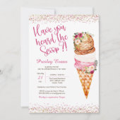 アイスクリーム「スクープ」水彩色のウェディングシャワー 招待状 (正面)