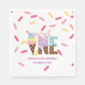 アイスクリーム&スプリンクルススウィートワン誕生日 スタンダードランチョンナプキン (正面)