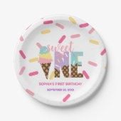 アイスクリーム&スプリンクルススウィートワン誕生日 ペーパープレート (正面)
