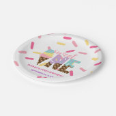 アイスクリーム&スプリンクルススウィートワン誕生日 ペーパープレート (アングル)