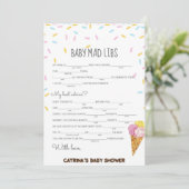 アイスクリーム スプリンクル ベイビーシャワー - 編集可能な名前, 5x7 招待状 (スタンド正面)