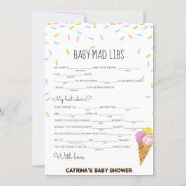 アイスクリーム スプリンクル ベイビーシャワー - 編集可能な名前, 5x7 招待状